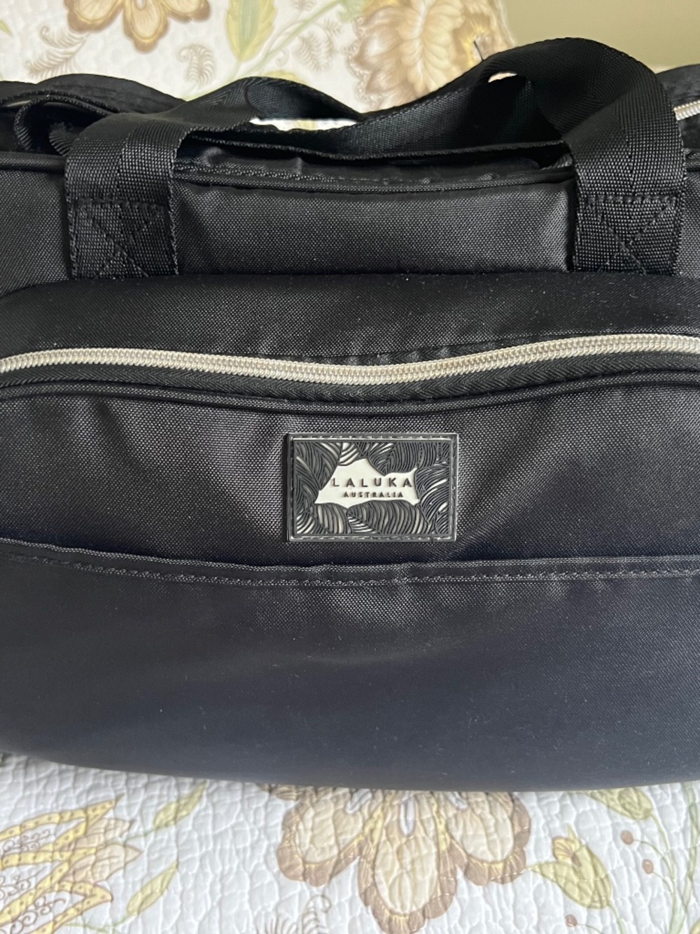 LALUKA Black Diaper Bag With Travel Bassinet Portable Baby Bed